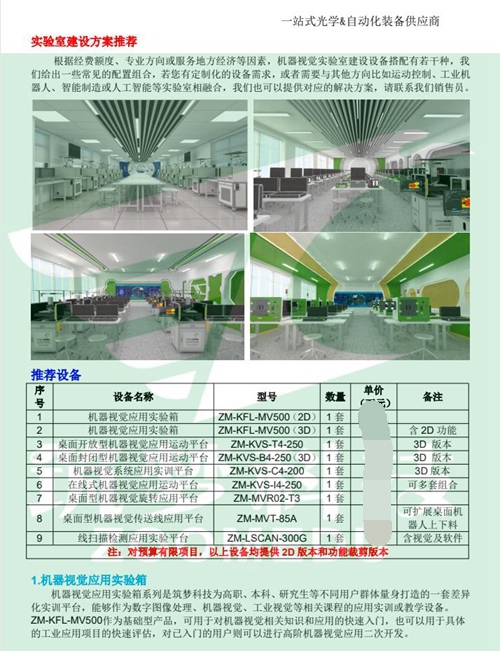 機(jī)器視覺實(shí)驗(yàn)室建設(shè)方案（本科）
